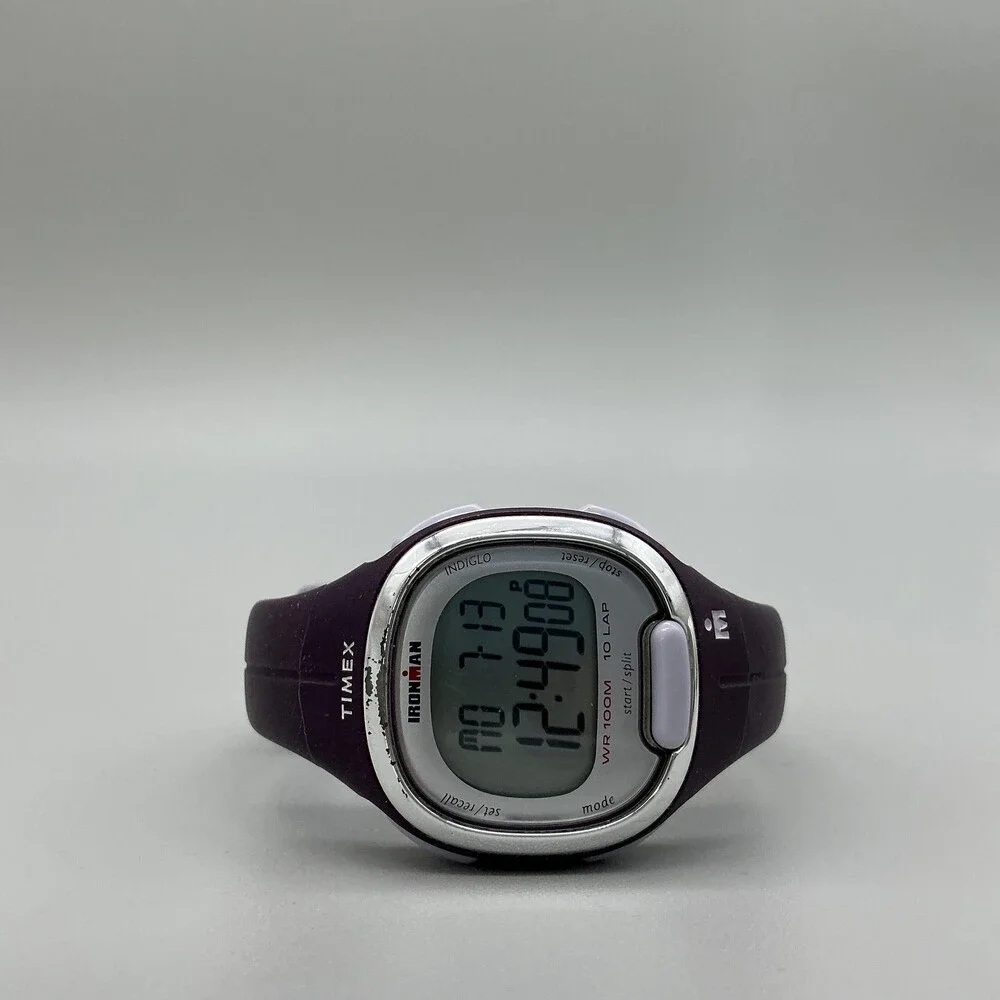 Timex Ironman 10 Lap Womens Watch 34mm Digital Gray Purple Indiglo WR 100M